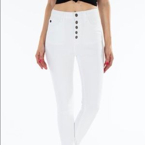 Kancan White Frayed Hem Jeans